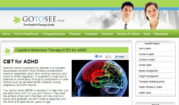Article on CBT for ADHD written by Alex Drummond